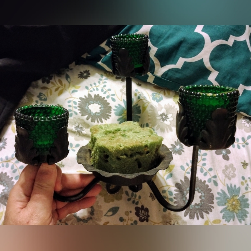 Vintage Iron 3 Arm Candleholder Floral Centerpiece